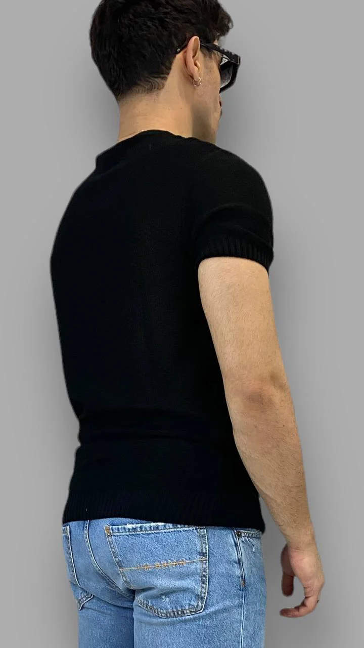 T-SHIRT IN FILO MODELLO SERAFINO CON RICAMO TRECCIA - REGULAR FIT - immagine 4