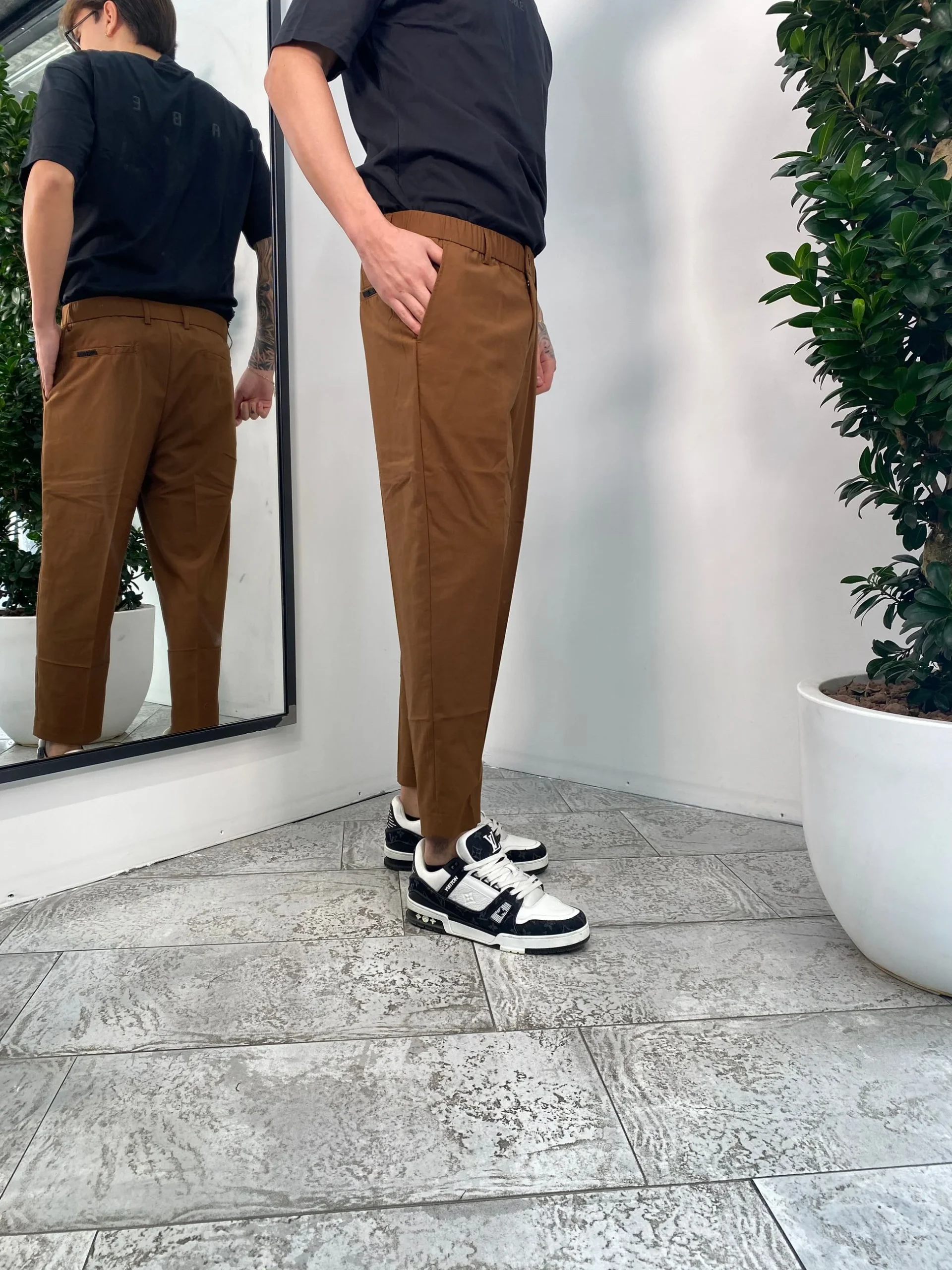 PANTALONE WIDE LEG CON TASCA AMERICA E PINCE LUNGA - COULISSE IN VITA - RELAXED FIT GLW019G-S25.TAB - immagine 3