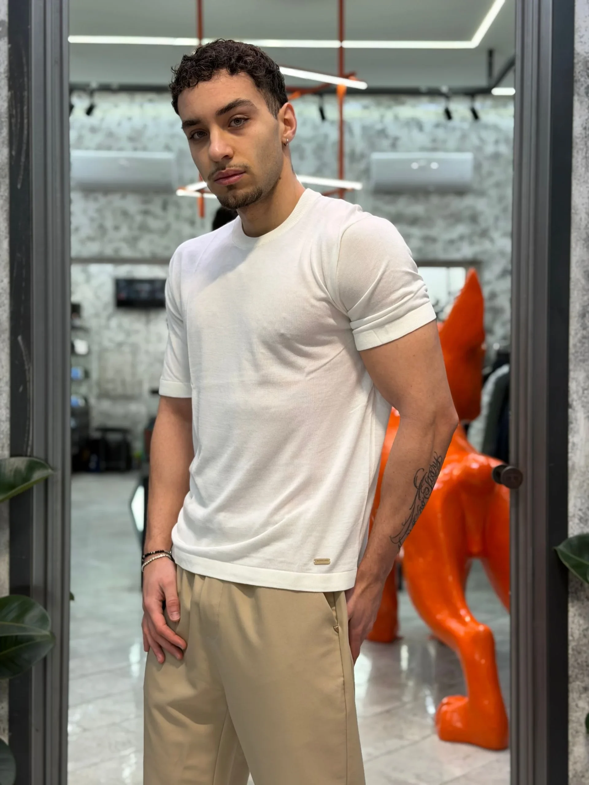 MAGLIA GIROCOLLO IN FILO MANICA CORTA - REGULAR FIT GL35344.BIA - immagine 3