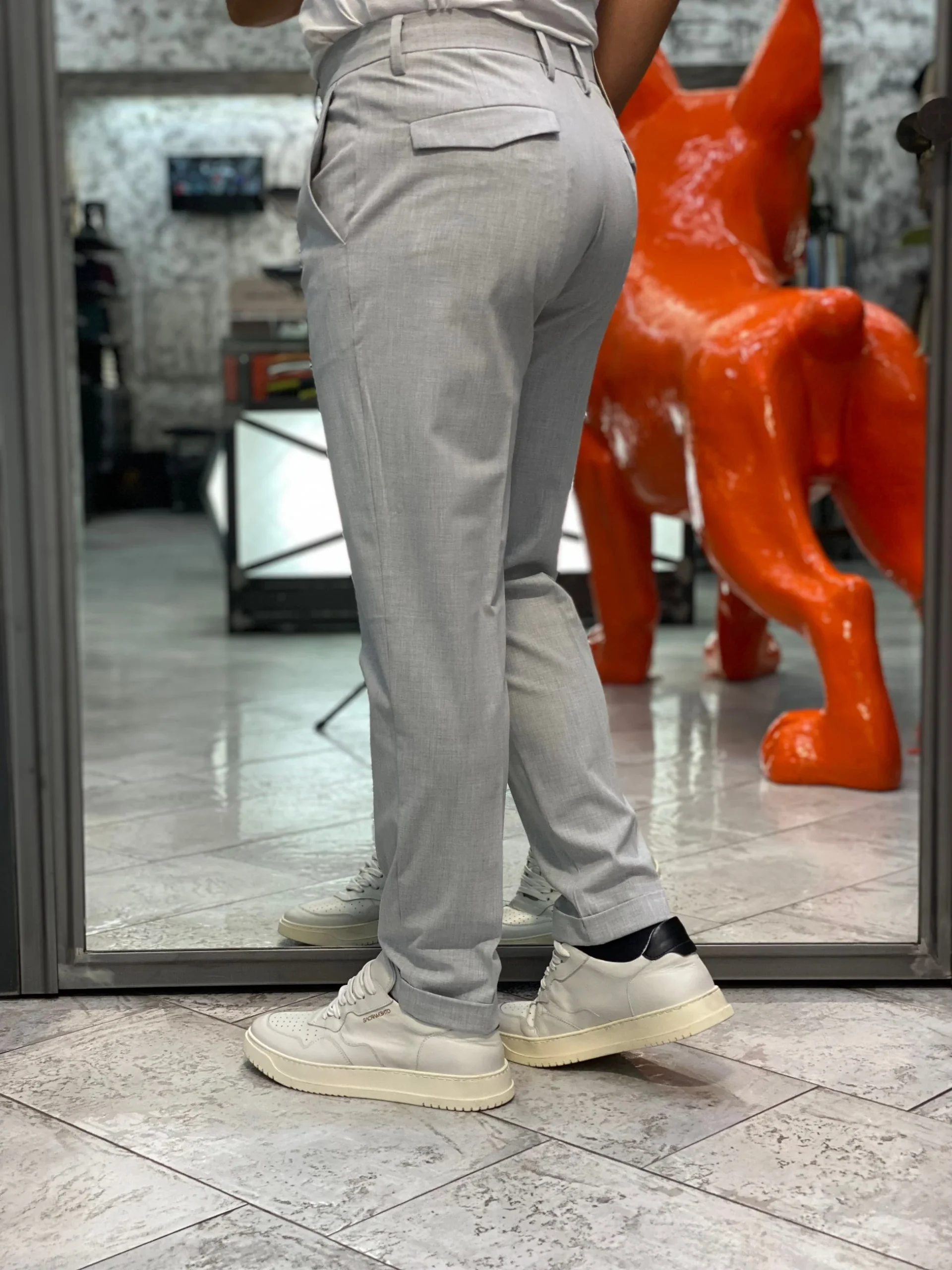 PANTALONE DA COMPLETO CON PINCE IN FLANELLA PETTINATA - REGULAR FIT MK9950136.GRI - immagine 4