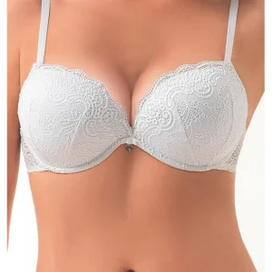 Lormar - Art. Double Pizzo- Reggiseno Super Push Up +2 Taglie Coppa B