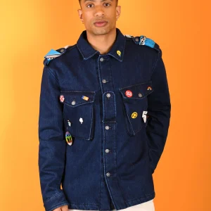 OVERSHIRT DENIM CON SPILLE E FOULARD ED INTERNO TEDDY - REGULAR FIT M252272-30