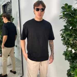 T-SHIRT BASIC IN 100% JERSEY DI COTONE - SEMI OVER FIT GLW2256F-S25.NER