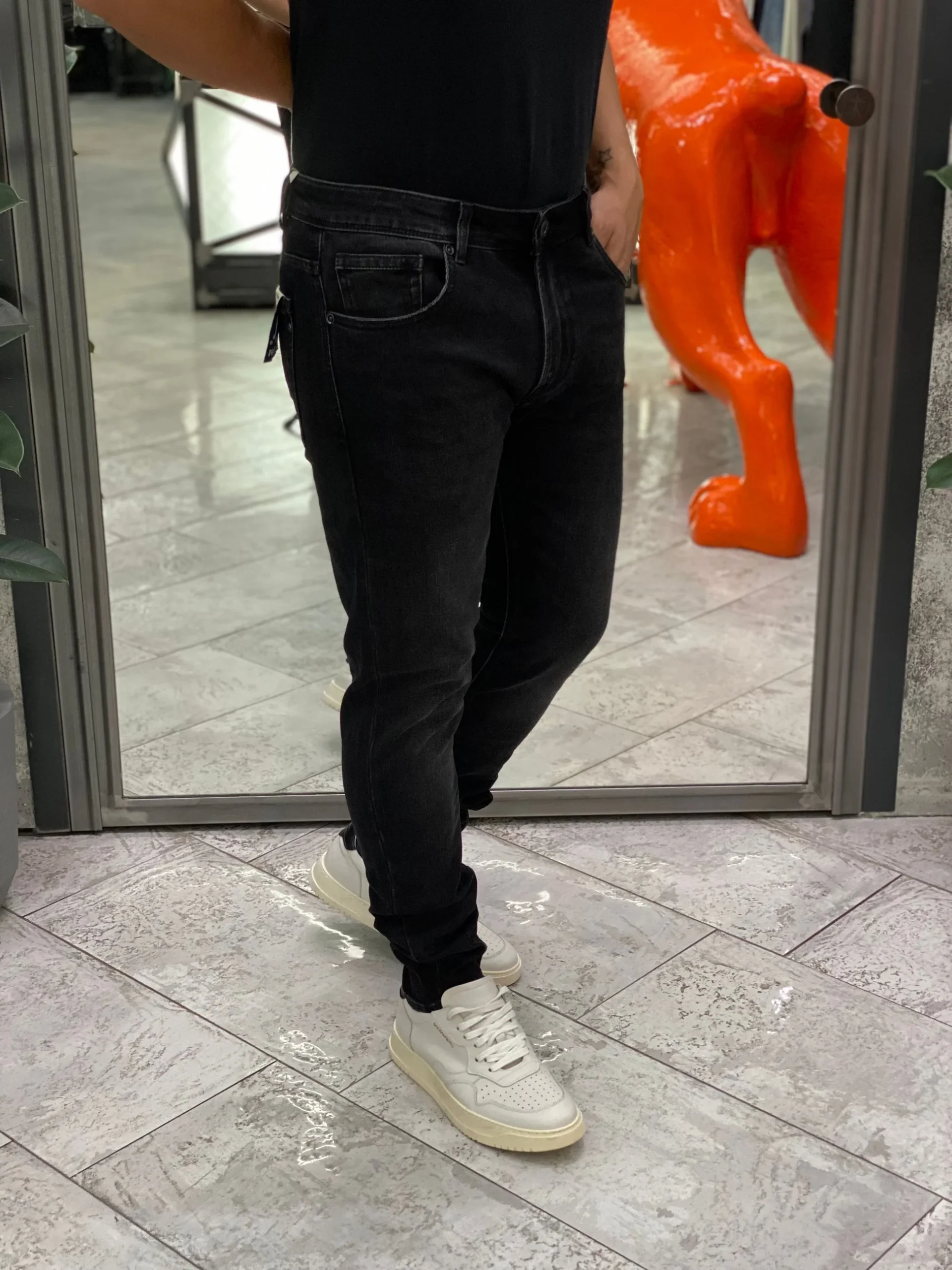 JEANS KEVIN 5 TASCHE IN TELA ELASTICIZZATA BLACK WASH - SKINNY FIT GL6303Q-F25 - immagine 3