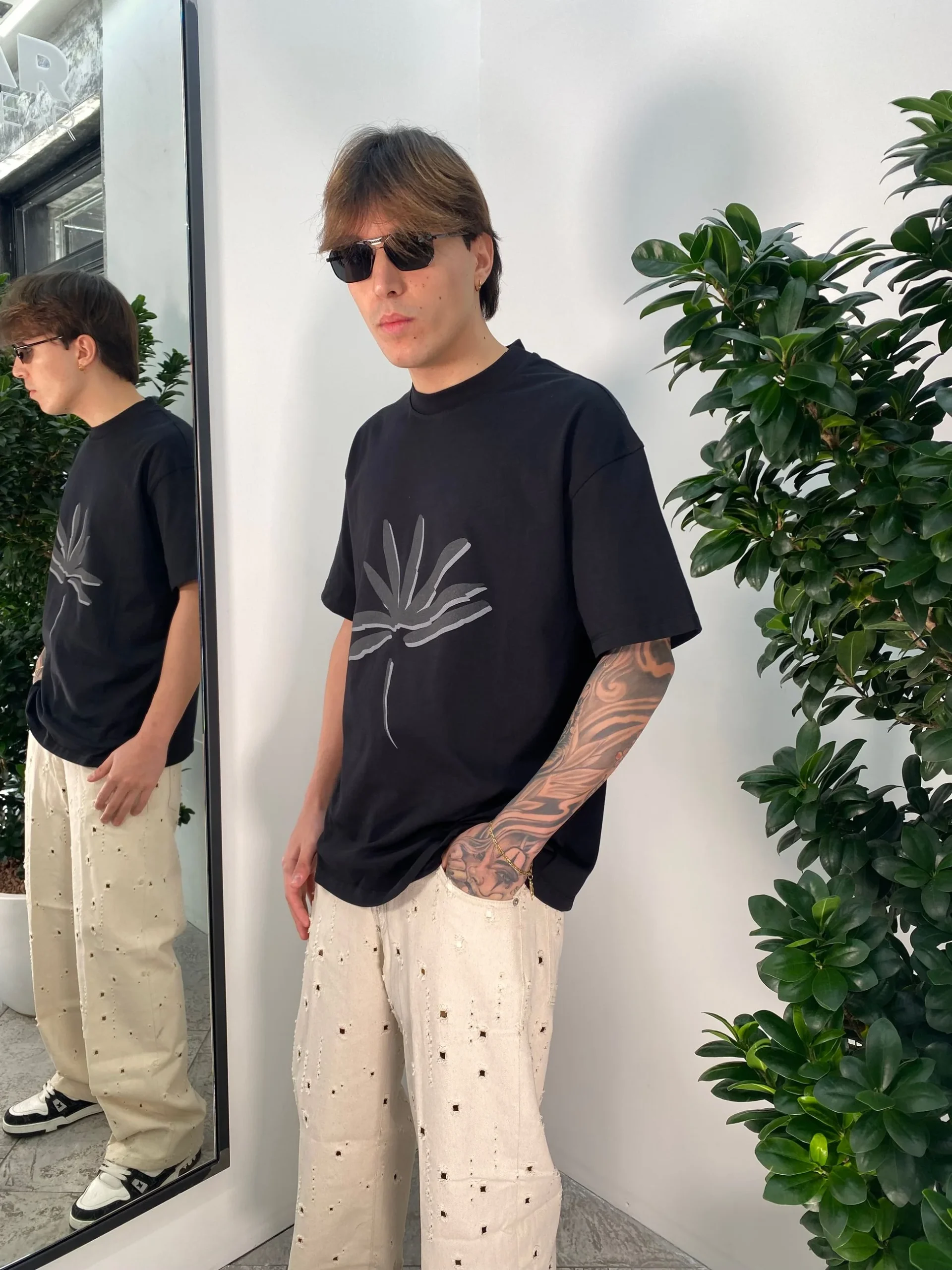 T-SHIRT OVERSIZE CON STAMPA IN 100% COTONE TS3325.NER