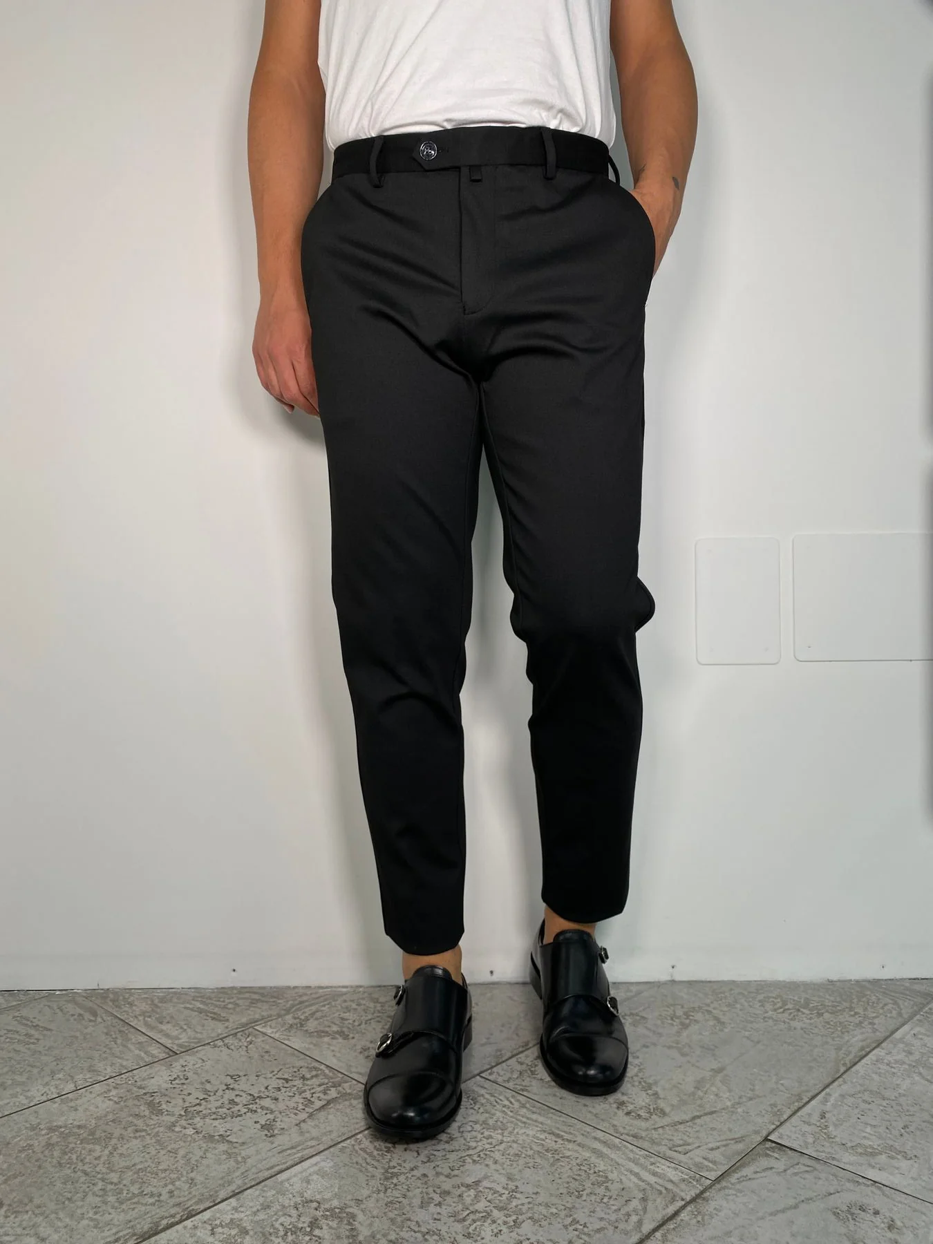 PANTALONE DA COMPLETO IN TESSUTO PUNTO MILANO ELASTICIZZATO - REGULAR FIT - immagine 3