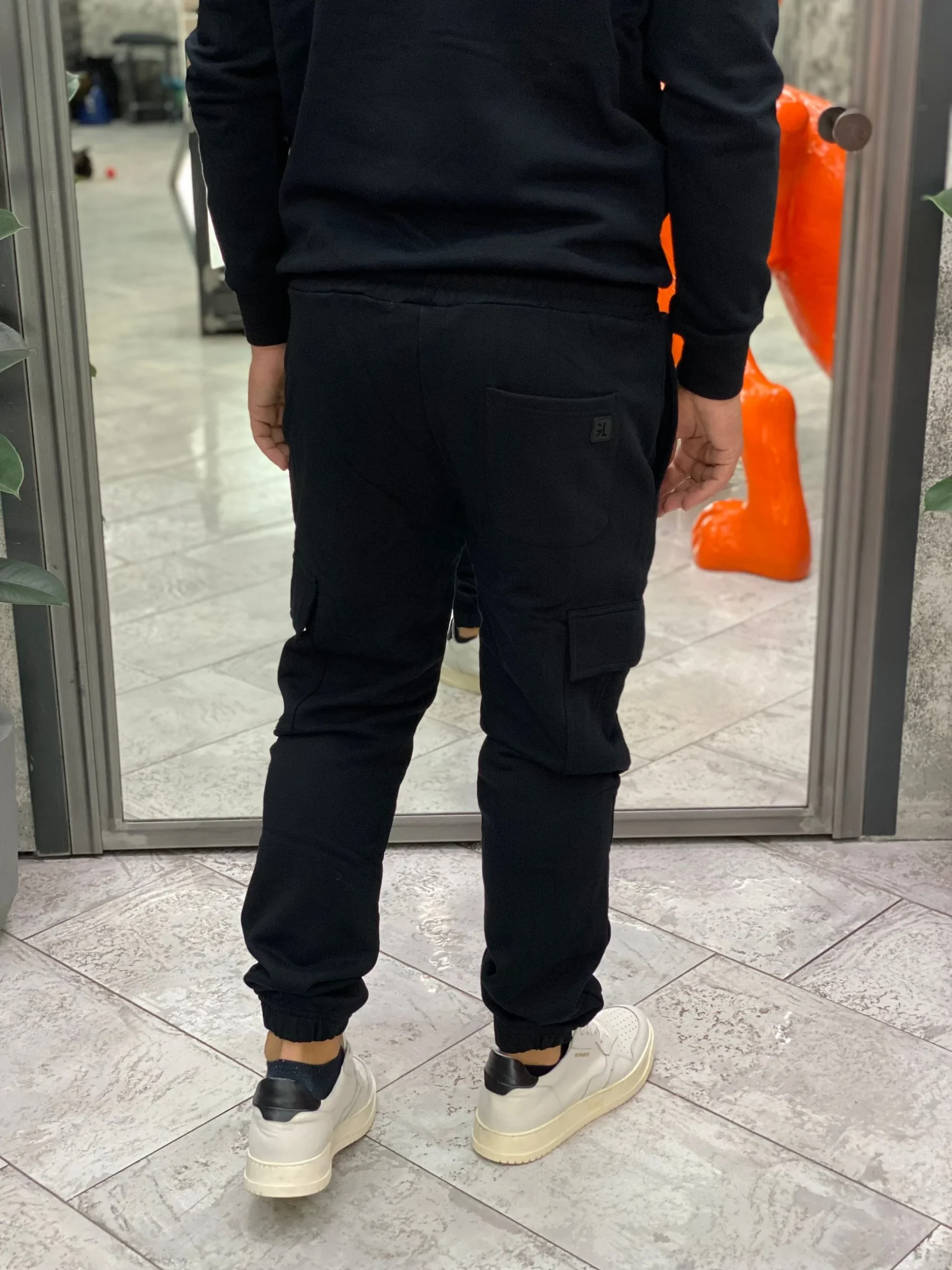 PANTALONE TUTA CARGO CON ELASTICO IN VITA E AL FONDO - REGULAR FIT GL2278F.NER - immagine 3