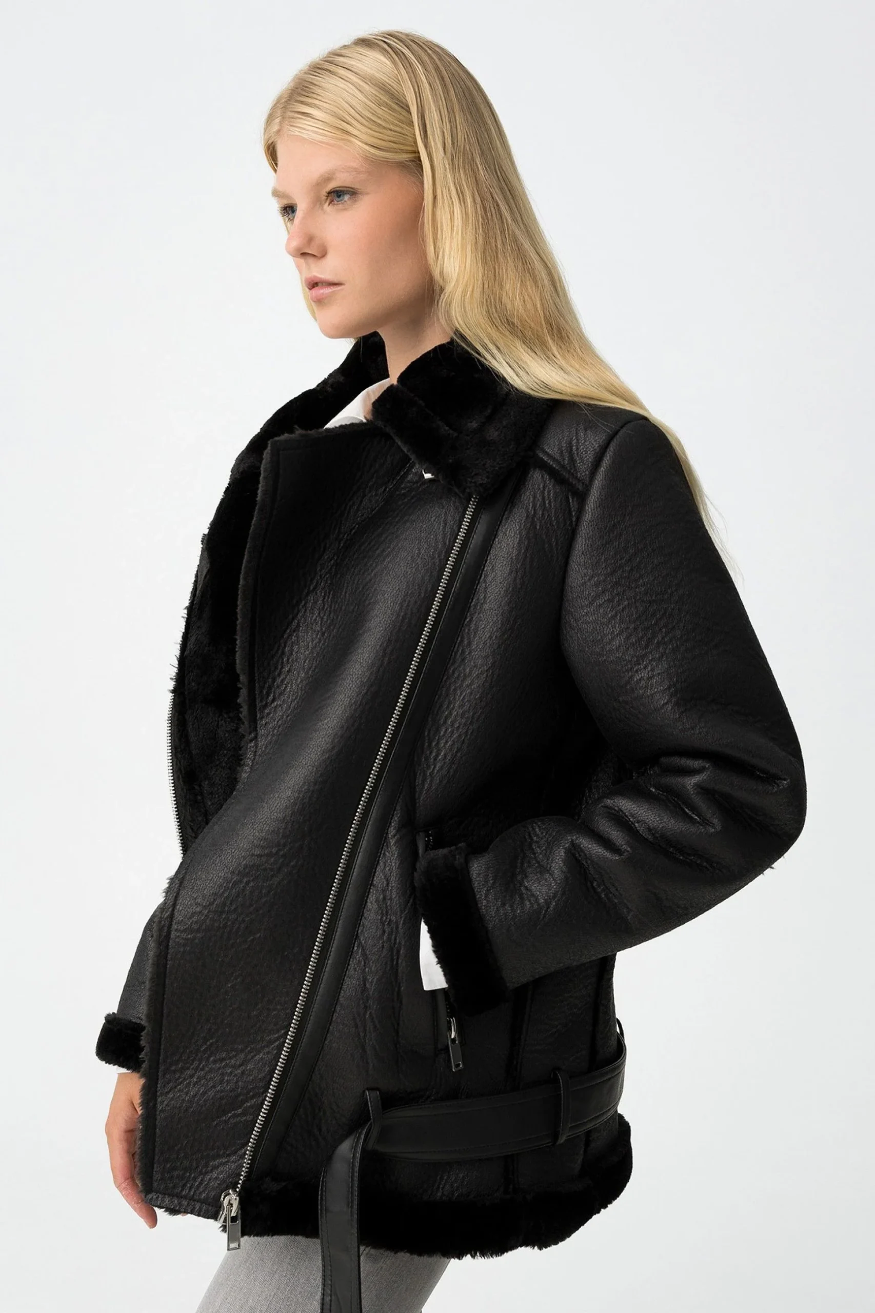 ECOMONTONE GILAO_2 MODELLO CHIODO CON TASCHE ZIP E CINTURA AL FONDO - COMFORT FIT 10062008.NER - immagine 3