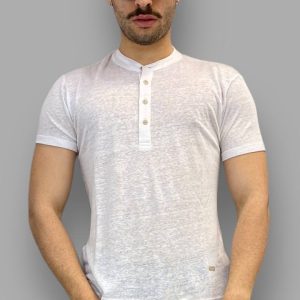 T-SHIRT BASIC 100%LINO MODELLO SERAFINO - REGULAR FIT