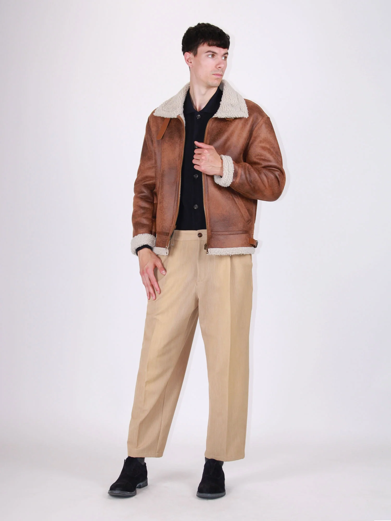 ECOMONTONE MODELLO AVIATOR CON COLLETTO, ORLO ED INTERNO IN PELLICCIA SINTETICA - REGULAR FIT M25228630 - immagine 8