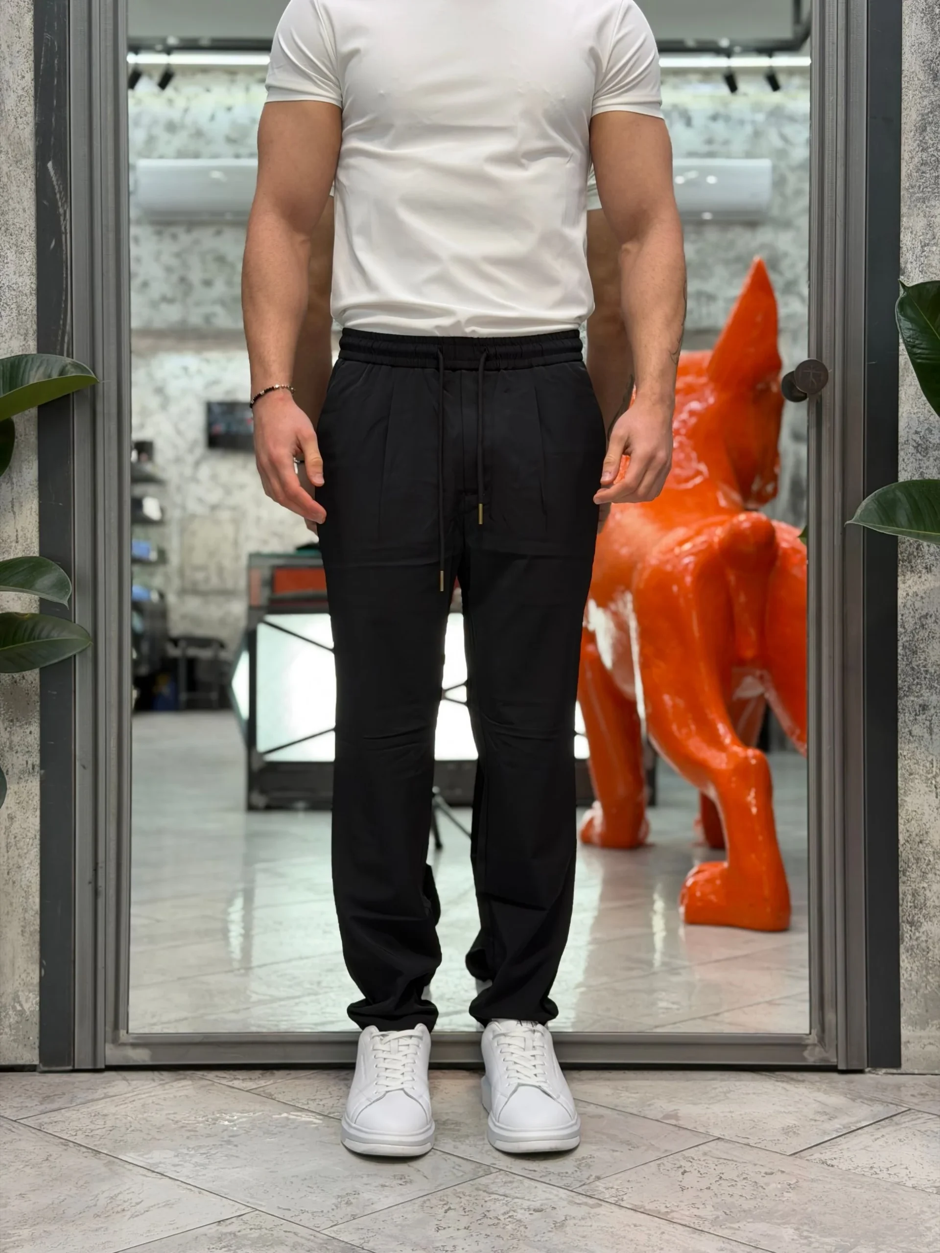 PANTALACCIO IN LEGGERO TESSUTO TECNICO ELASTICIZZATO NO STIRO - COMFORT FIT GL3010TR-S26.NER