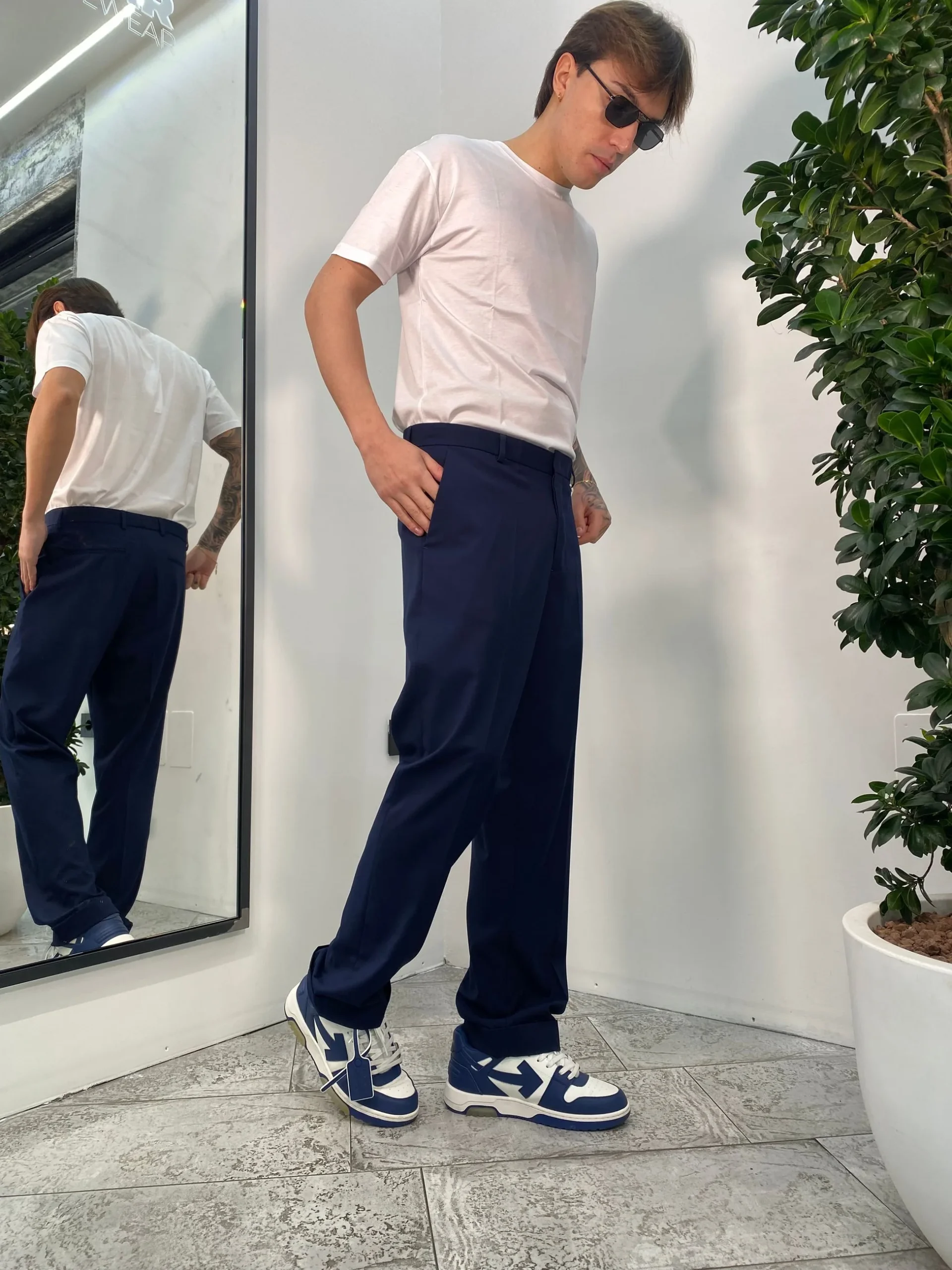 PANTALONE DA ABITO CON RISVOLTO E FONDO SEMI AMPIO - REGULAR FIT PA3260.BLU - immagine 3