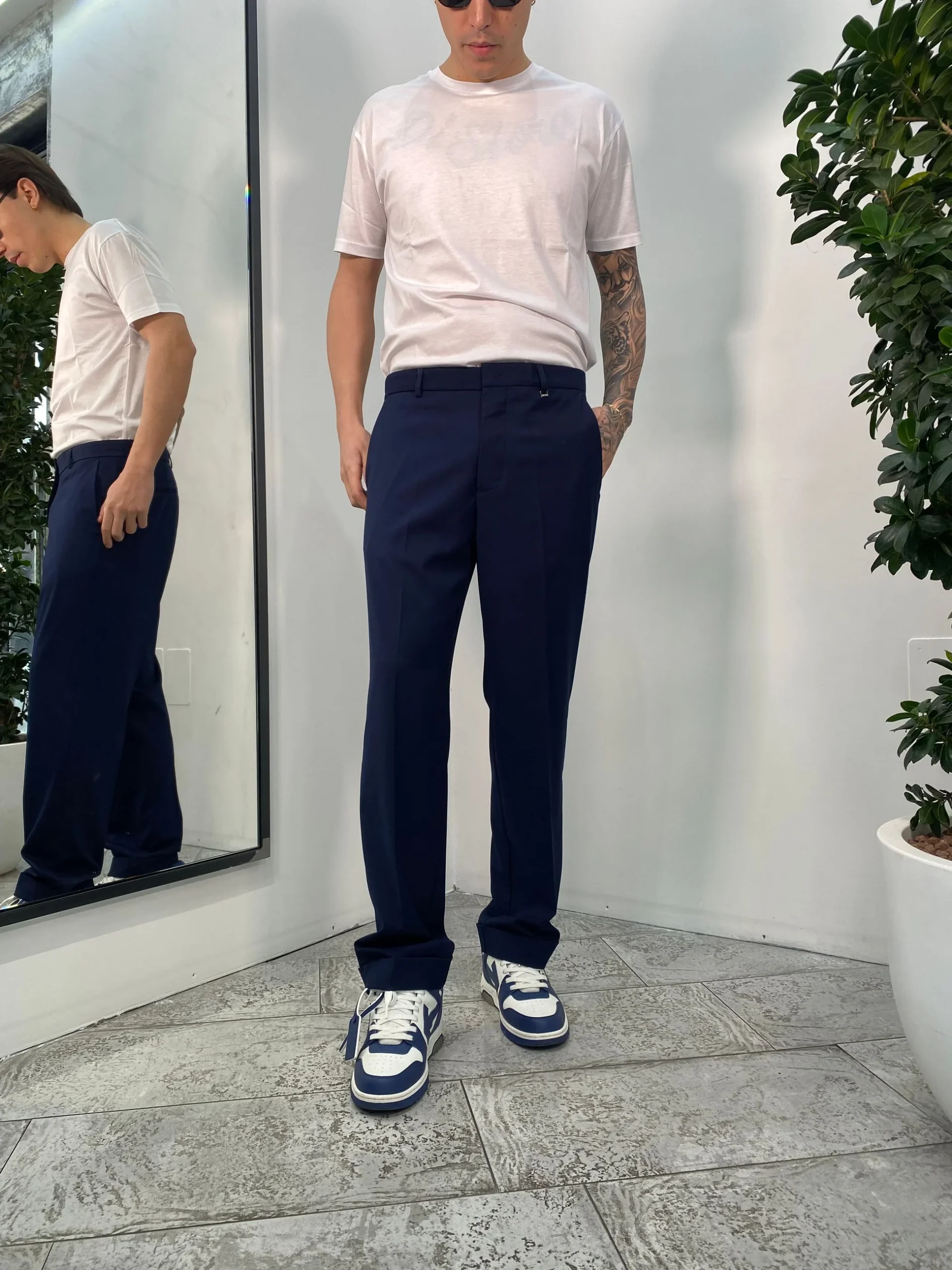 PANTALONE DA ABITO CON RISVOLTO E FONDO SEMI AMPIO - REGULAR FIT PA3260.BLU - immagine 2