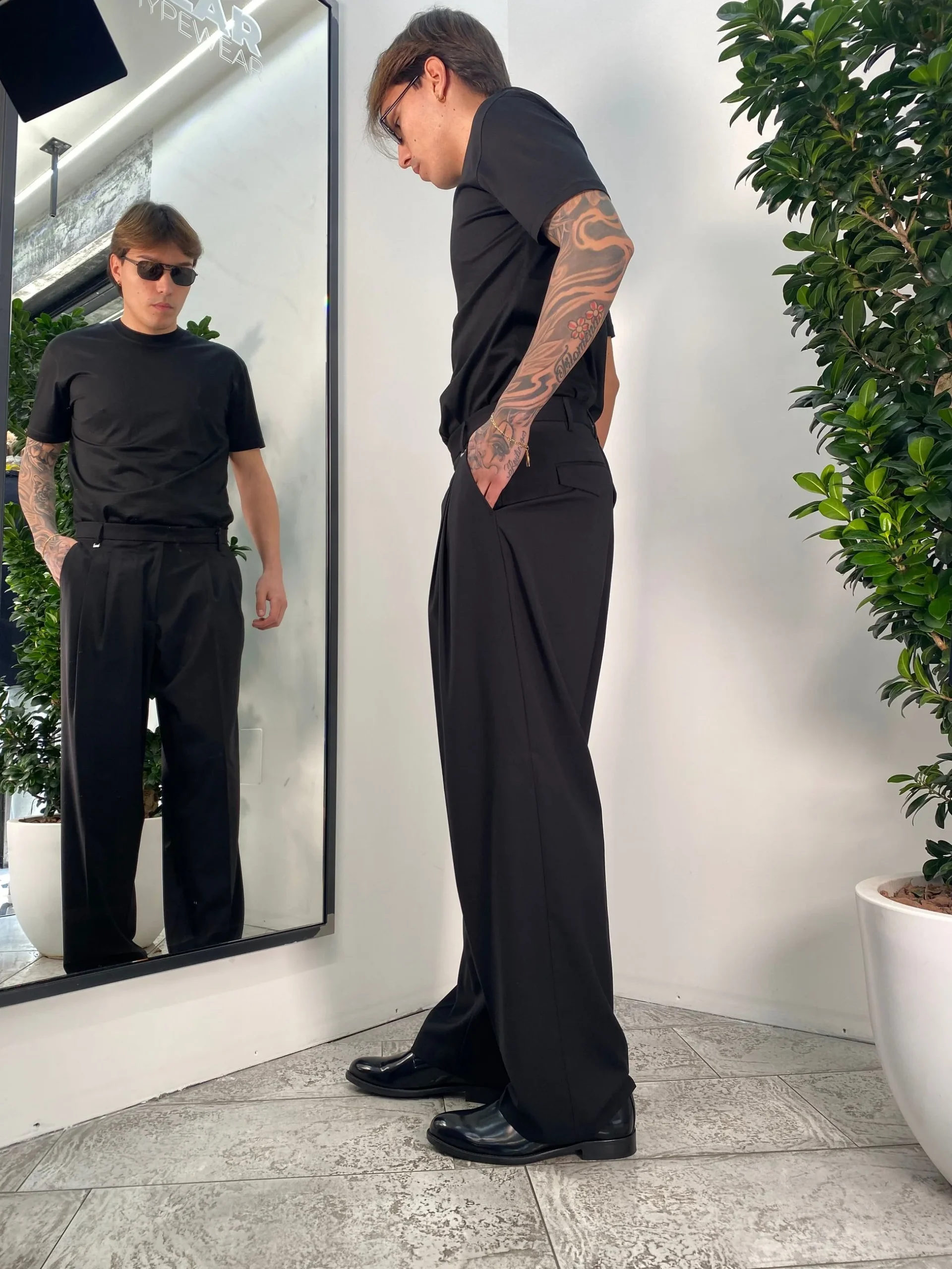 PANTALONE DA COORDINATO FONDO AMPIO CON DOPPIA PINCE - RELAXED FIT PA3261.NER - immagine 5