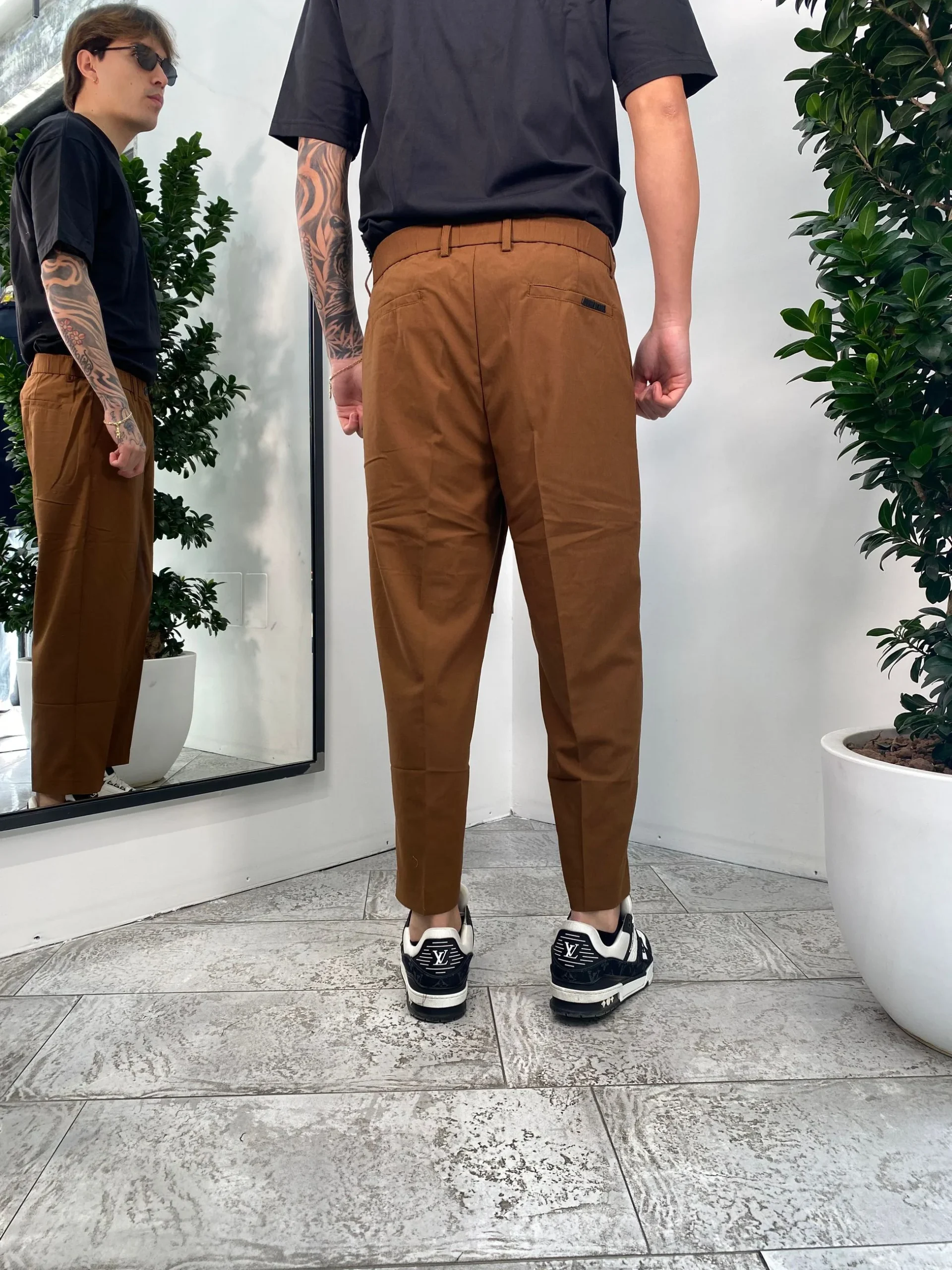 PANTALONE WIDE LEG CON TASCA AMERICA E PINCE LUNGA - COULISSE IN VITA - RELAXED FIT GLW019G-S25.TAB - immagine 4