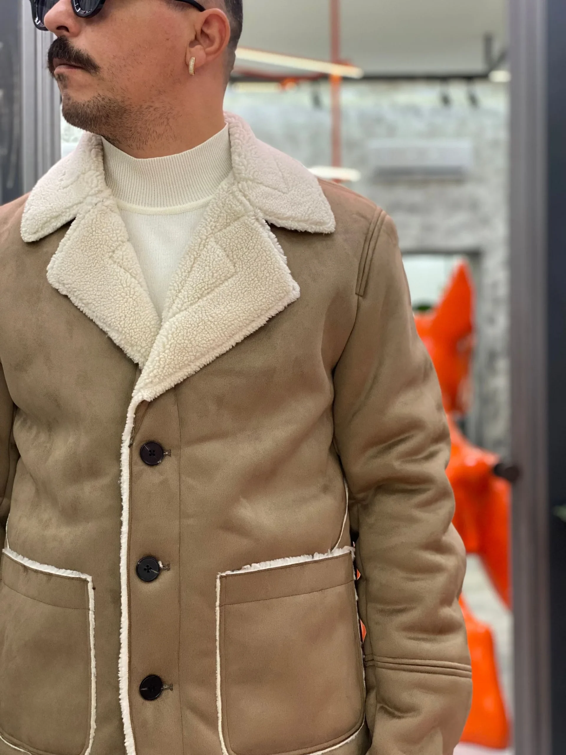 GIACCA IN ECOMONTONE CON COLLO E TASCHE A TOPPA - REGULAR FIT GBI1080SS.FAN - immagine 7