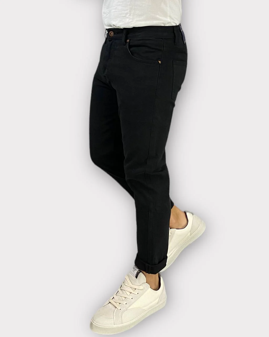 PANTALONE 5 TASCHE IN COTONE ELASTICIZZATO IN TELA DENIM - CARROT FIT - immagine 3