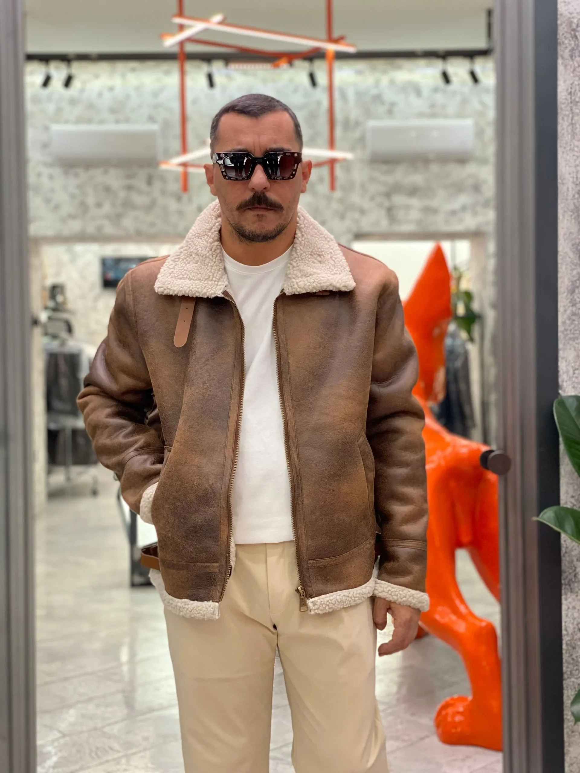 ECOMONTONE MODELLO AVIATOR CON COLLETTO, ORLO ED INTERNO IN PELLICCIA SINTETICA - REGULAR FIT M25228630