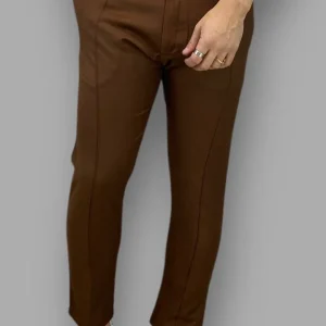 PANTALONI IN VISCOSA CON RIGA CENTRALE E COULISSE SUI FIANCHI - SLIM FIT