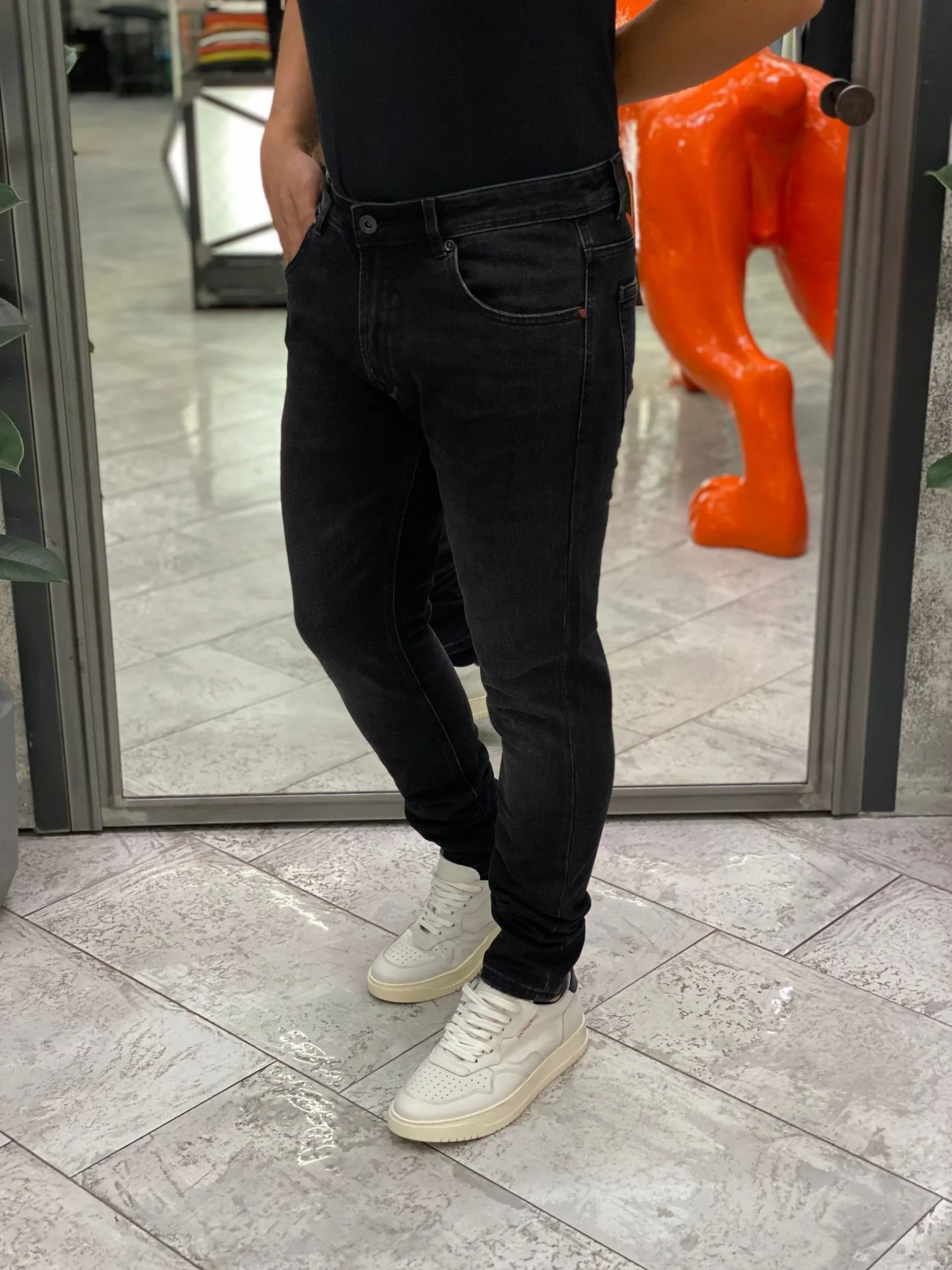 JEANS KEVIN 5 TASCHE IN TELA ELASTICIZZATA BLACK WASH - SKINNY FIT GL6303Q-F25